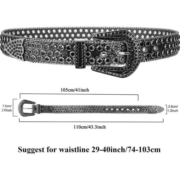 Womens Rhinestones Studded Belts Bling Big Diamond Cowgirl Cowboy Waist Belt main image 4
